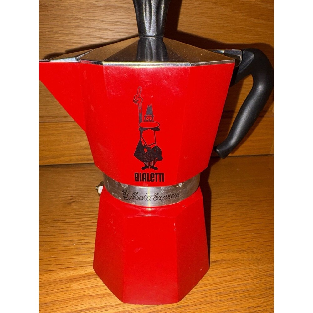 Bialetti Moka Pot Red 3 Cup Espresso Maker Stovetop Italian Coffee Aluminum